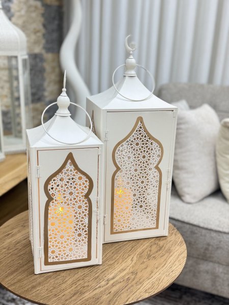 طقم فوانيس قطعتين معدن بدون شموع