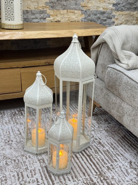 طقم فوانيس معدن 3 قطع بدون شموع