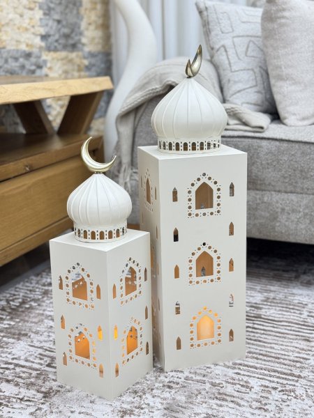 طقم فوانيس قطعتين معدن بدون شموع