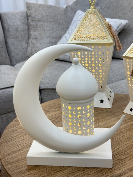 فانوس مع هلال مضيء معدن