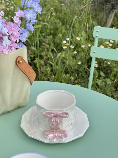 كوب فيونكة زهري بلمعة